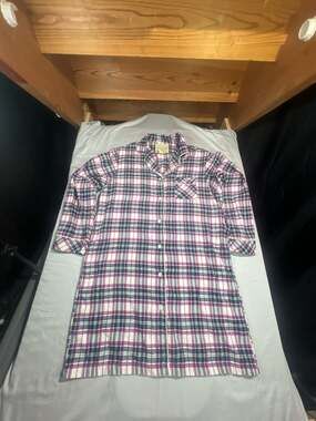 Erika Taylor Intimates Country Cottons Flannel Plaid Button Down Sleep Shirt Nig